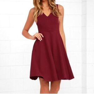 Burgundy Lulus Darling Delight Skater Dress NWT